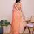 peach soft cotton woven saree with blouse