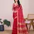 red soft cotton woven saree with blouse