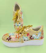 Golden rexxin thread & mirror work sneakers