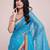 sky blue soft cotton woven saree with blouse