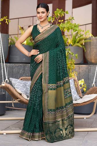 green soft cotton woven saree with blouse