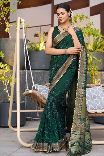 green soft cotton woven saree with blouse