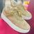 Cream suede zari & nakshi work sneakers