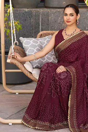 maroon soft cotton woven saree with blouse