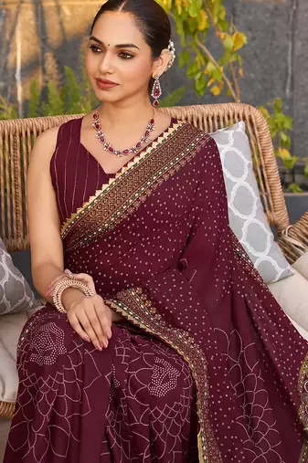 maroon soft cotton woven saree with blouse