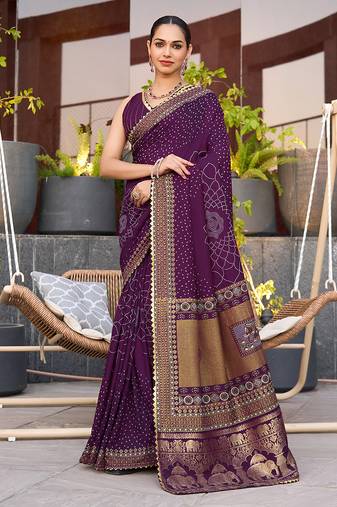 purple soft cotton woven saree with blouse