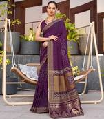 purple soft cotton woven saree with blouse