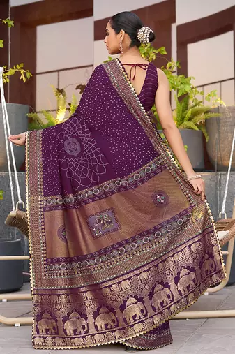 purple soft cotton woven saree with blouse