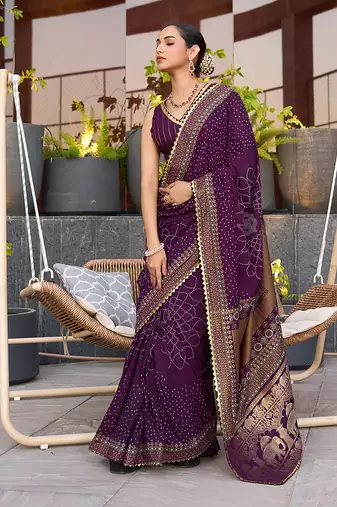 purple soft cotton woven saree with blouse