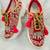 Red suede beads, thread & sippi work sneakers