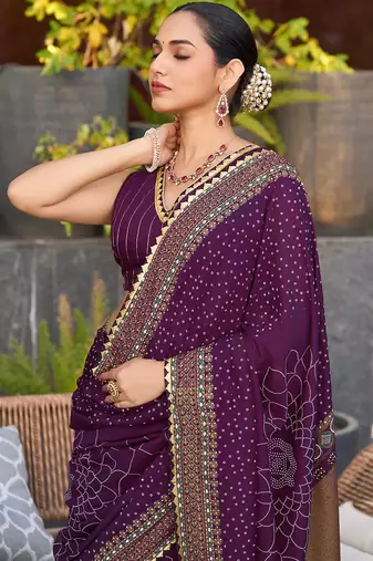 purple soft cotton woven saree with blouse