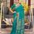turquoise soft cotton woven saree with blouse