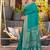 turquoise soft cotton woven saree with blouse