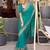 turquoise soft cotton woven saree with blouse