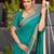turquoise soft cotton woven saree with blouse