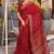 red soft cotton woven saree with blouse