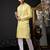 Men yellow jacquard with embroidered silk blend kurta with mirror embellishment
