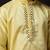Men yellow jacquard with embroidered silk blend kurta with mirror embellishment