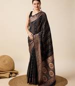 black zari weave jacquard saree