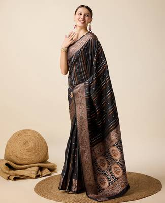 black zari weave jacquard saree 2