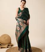 green zari weave jacquard saree