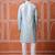 Men midnight blue self-jacquard kurta in silk blend for festive