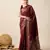 maroon zari weave jacquard saree