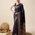 navy blue zari weave jacquard saree