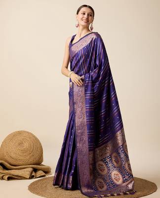 purple zari weave jacquard saree 2