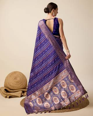 purple zari weave jacquard saree 5