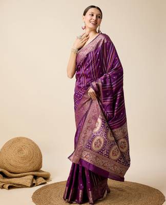 wine zari weave jacquard saree 3