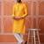 Men mustard yellow georgette kurta featuring soft feather feel fabric