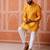 Men mustard yellow georgette kurta featuring soft feather feel fabric