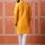 Men mustard yellow georgette kurta featuring soft feather feel fabric