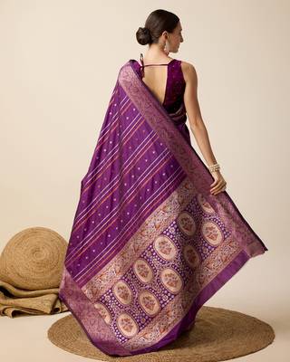 wine zari weave jacquard saree 5
