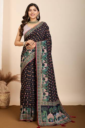 black  maslin cotton saree with blouse