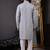 Men grey embroidered kurta with vertical sequin stripe work