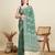 dark green semi cotton sequin saree