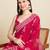 red semi cotton sequin saree