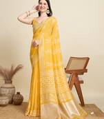 yellow semi cotton sequin saree