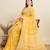 yellow semi cotton sequin saree