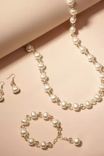 combo of premium quality pearls kundan long necklace mala bracelet jewelry set