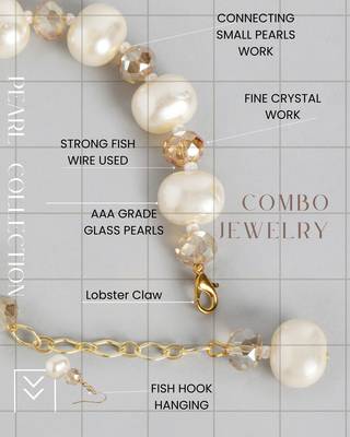 combo of premium quality pearls kundan long necklace mala bracelet jewelry set 4