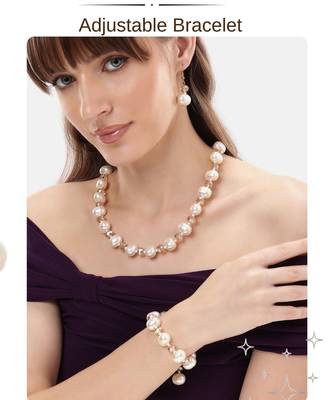 combo of premium quality pearls kundan long necklace mala bracelet jewelry set 5