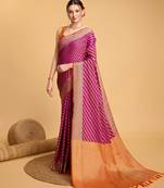 purple banarasi woven saree with blouse