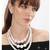 elegant 3 layer white pearl beaded necklace set with matching stud earrings