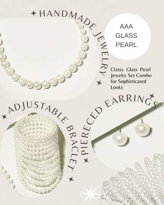 elegant single line white pearl necklace earrings and adjustable pearl bracelet 3