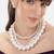 elegant 3 layer white pearl beaded necklace set with matching stud earrings