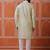 Men green kurta in cotton blend with vertical sequin embroidery