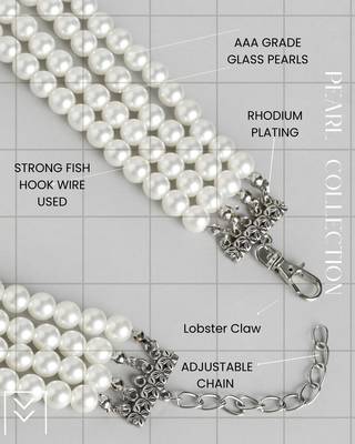 elegant 4 layer white pearl beaded necklace  mala 4